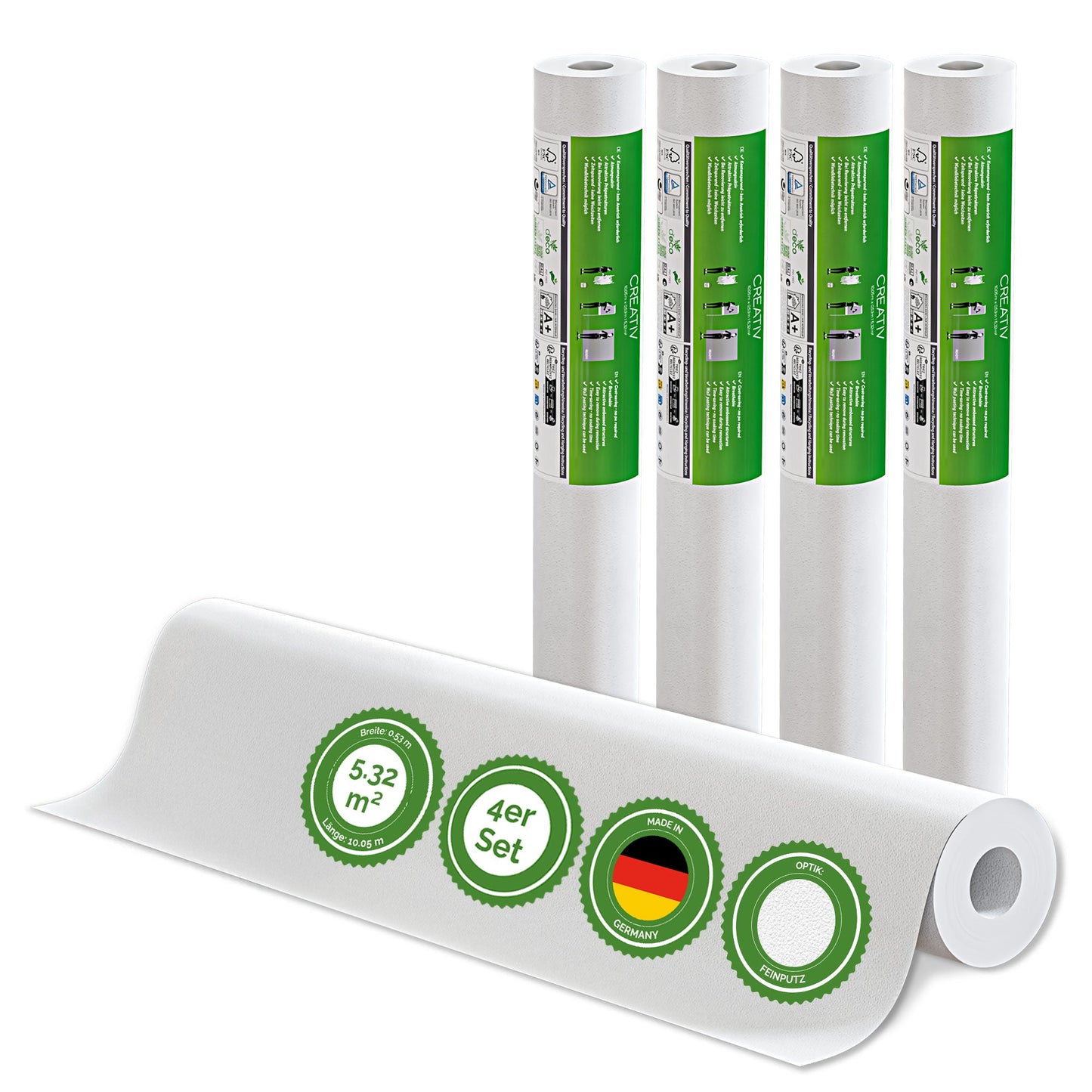 Veluxis® Vliestapete Feinputz - 10,05 m x 0,53 m