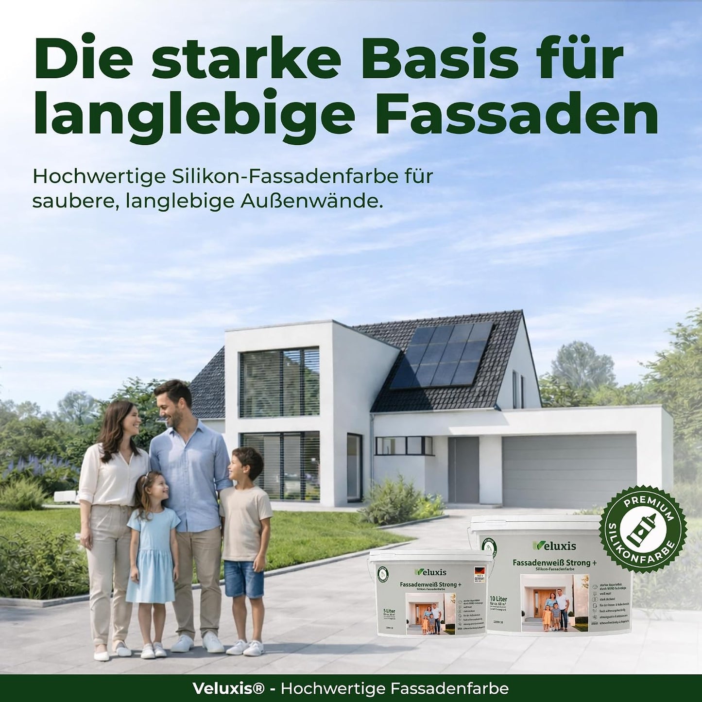 Fassadenfarbe Weiß Strong+ - Silikon-Fassadenfarbe weiß matt, ca. 60m²