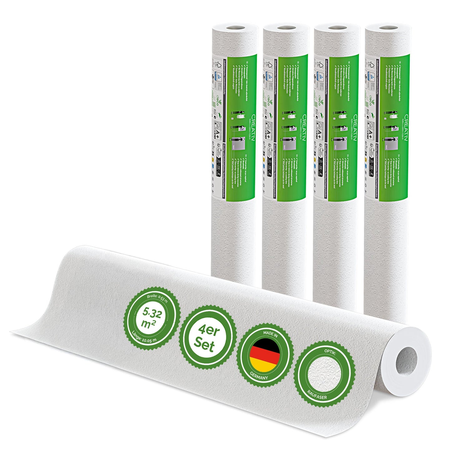 Veluxis® Vliestapete Raufaser - 10,05 m x 0,53 m