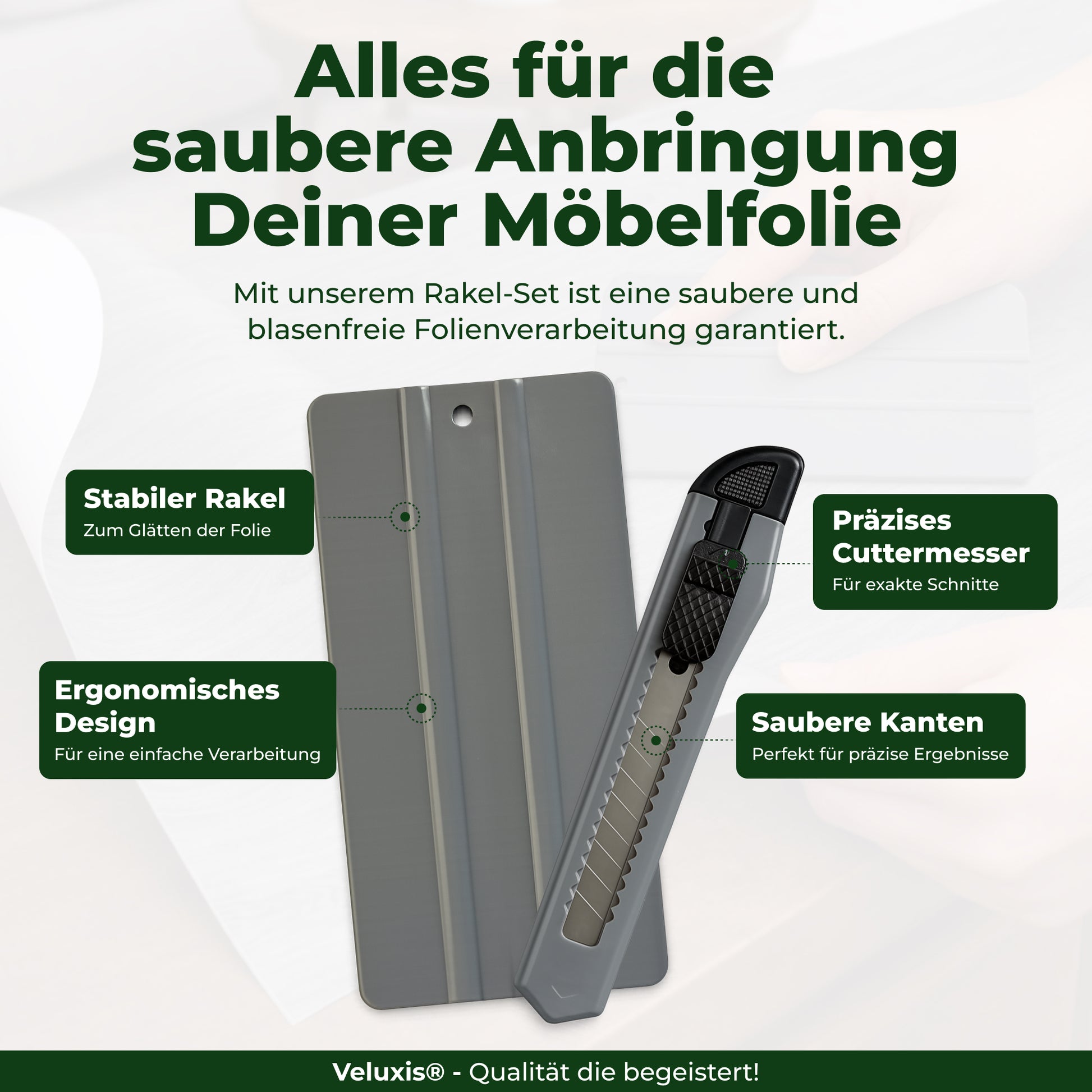 Cuttermesser & Folien Rakel Set von Veluxis 