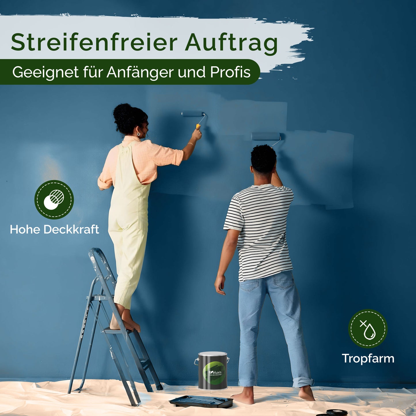 Wandfarbe Nachtblau Matt – Midnight Blue Innenfarbe Veluxis®