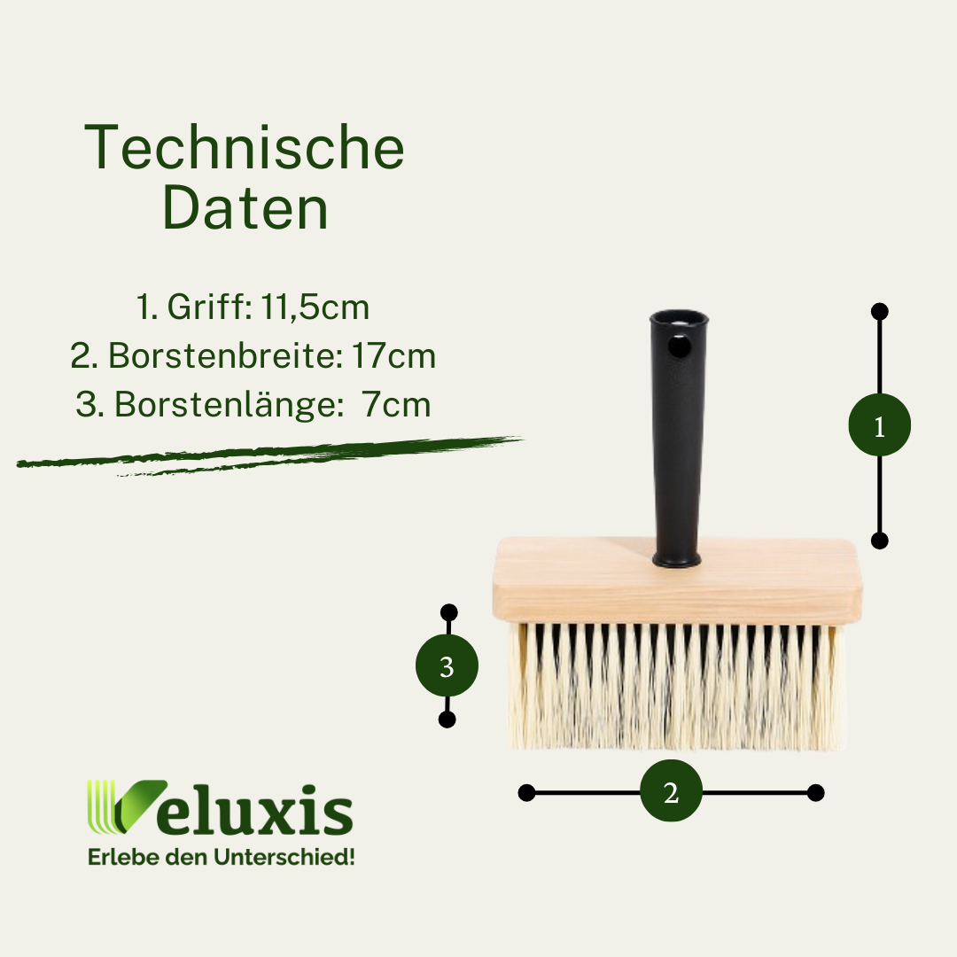 Veluxis® Deckenbürste 17 x 7 cm Malerbürste Schwarz Natur