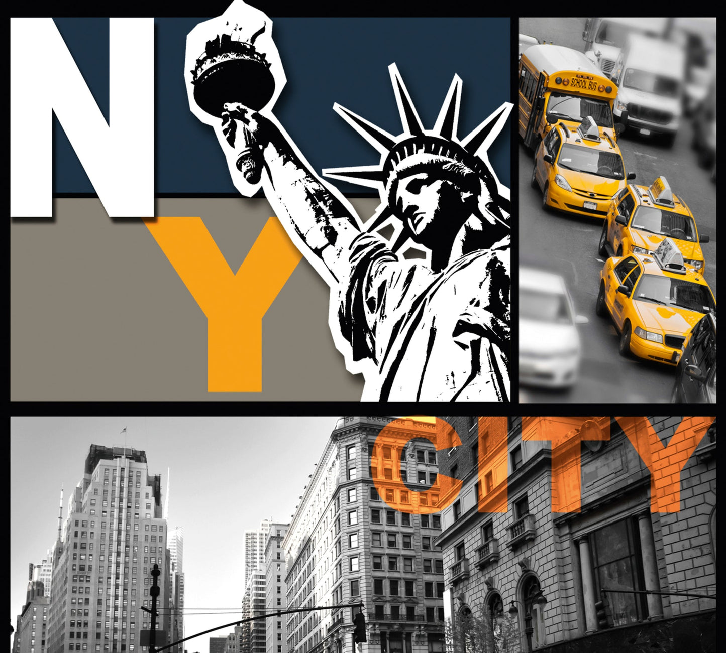 Livingwalls Pop Up Panel 2 selbstklebend Orange Grau Bunt 2,50 m x 0,35 m