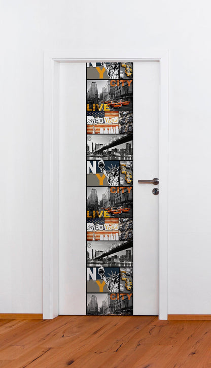 Livingwalls Pop Up Panel 2 selbstklebend Orange Grau Bunt 2,50 m x 0,35 m