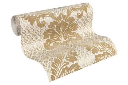 Architects Paper Luxury wallpaper Luxus Flocktapete Gold Creme 10,05 m x 0,52 m