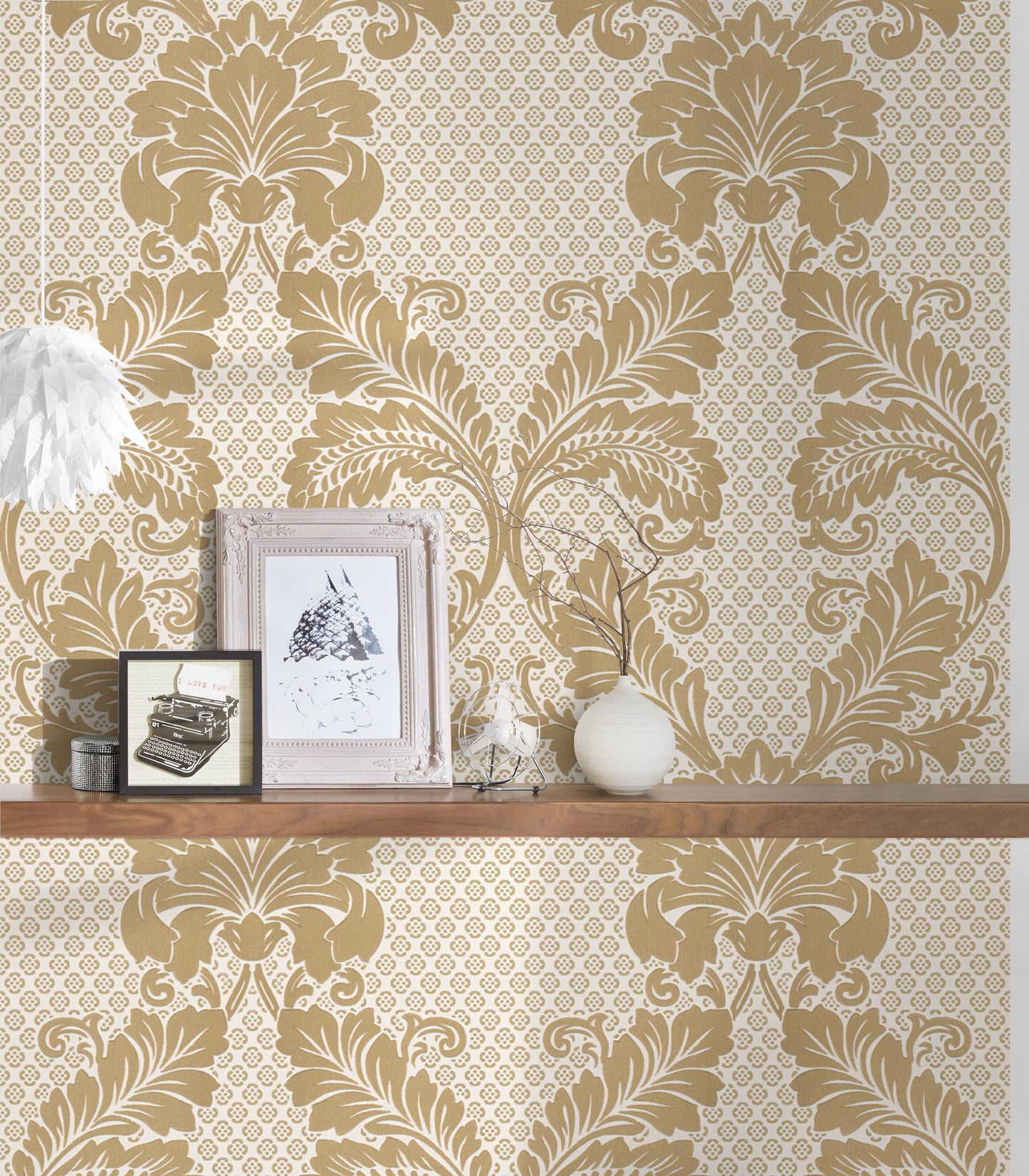 Architects Paper Luxury wallpaper Luxus Flocktapete Gold Creme 10,05 m x 0,52 m
