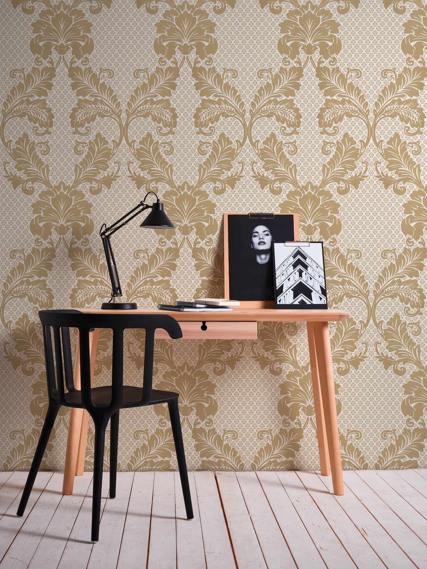 Architects Paper Luxury wallpaper Luxus Flocktapete Gold Creme 10,05 m x 0,52 m