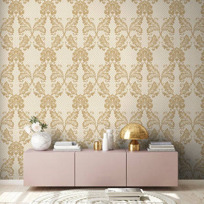 Architects Paper Luxury wallpaper Luxus Flocktapete Gold Creme 10,05 m x 0,52 m