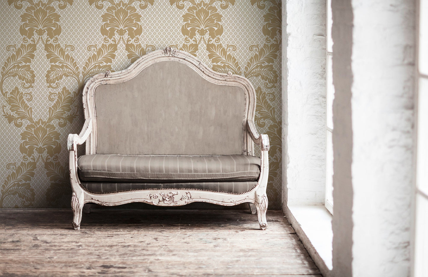 Architects Paper Luxury wallpaper Luxus Flocktapete Gold Creme 10,05 m x 0,52 m