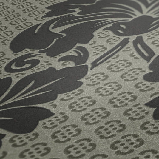 Architects Paper Luxury wallpaper Luxus Flocktapete Grau Bronze 10,05 m x 0,52 m
