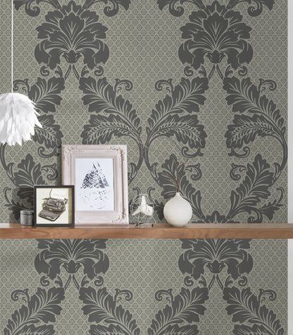 Architects Paper Luxury wallpaper Luxus Flocktapete Grau Bronze 10,05 m x 0,52 m