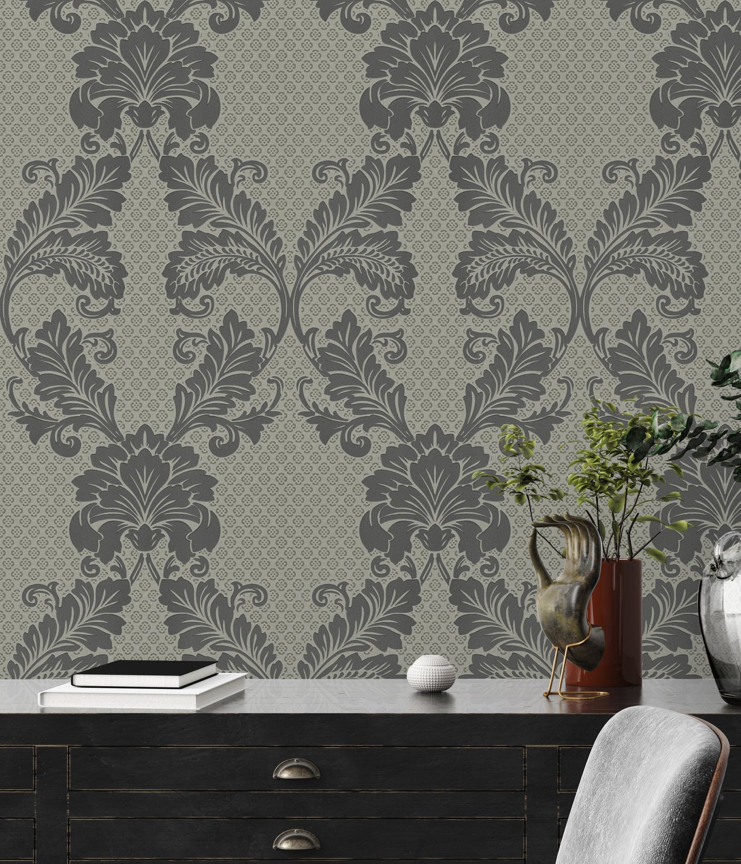 Architects Paper Luxury wallpaper Luxus Flocktapete Grau Bronze 10,05 m x 0,52 m