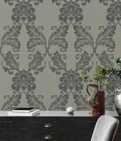 Architects Paper Luxury wallpaper Luxus Flocktapete Grau Bronze 10,05 m x 0,52 m