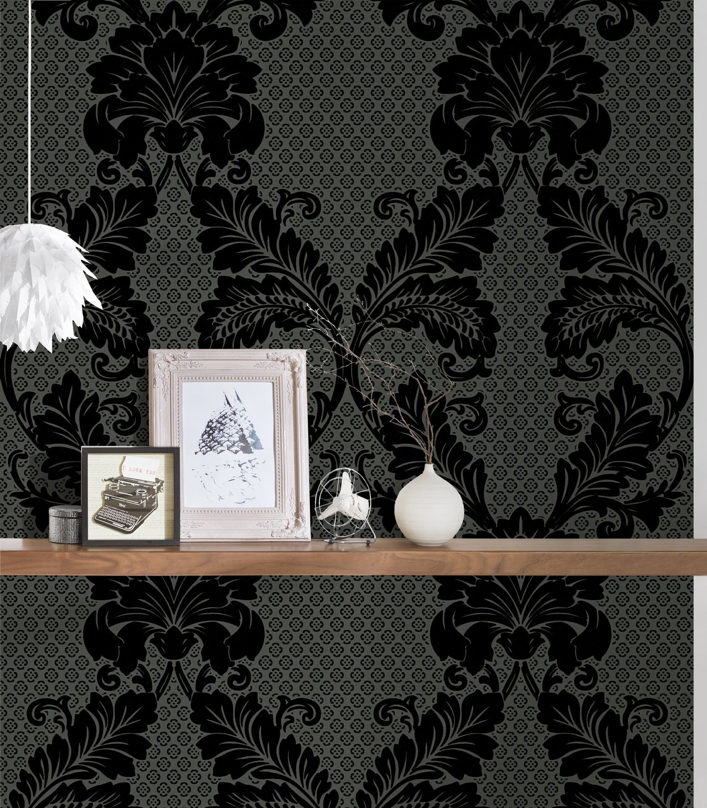 Architects Paper Luxury wallpaper Luxus Flocktapete Schwarz Grau 10,05 m x 0,52 m