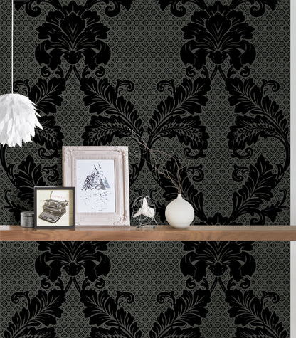 Architects Paper Luxury wallpaper Luxus Flocktapete Schwarz Grau 10,05 m x 0,52 m