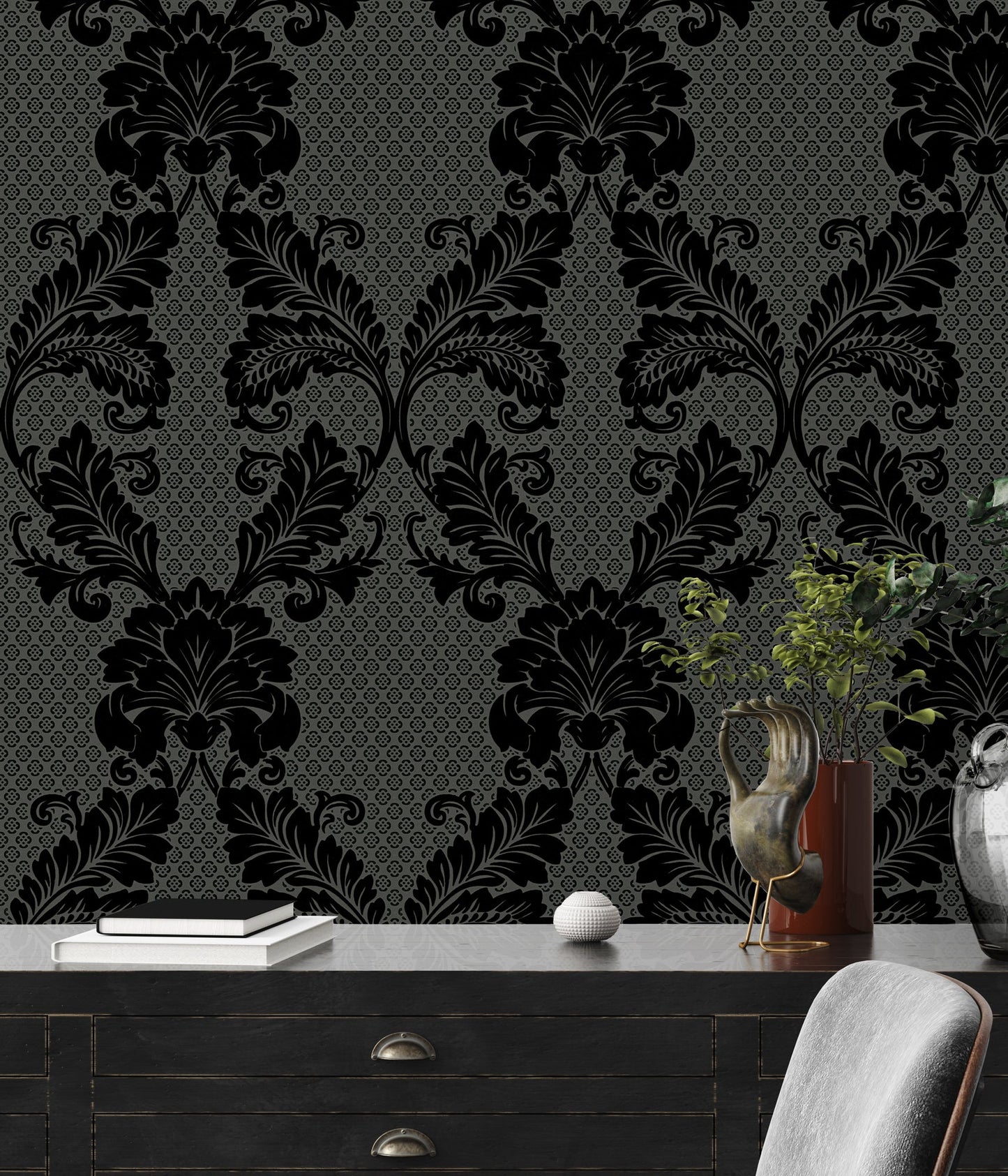Architects Paper Luxury wallpaper Luxus Flocktapete Schwarz Grau 10,05 m x 0,52 m