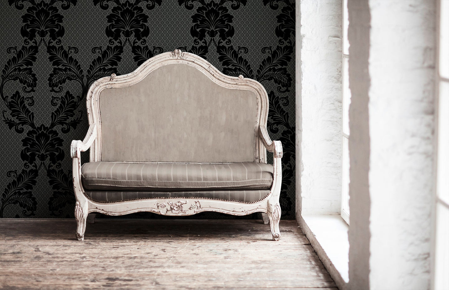 Architects Paper Luxury wallpaper Luxus Flocktapete Schwarz Grau 10,05 m x 0,52 m