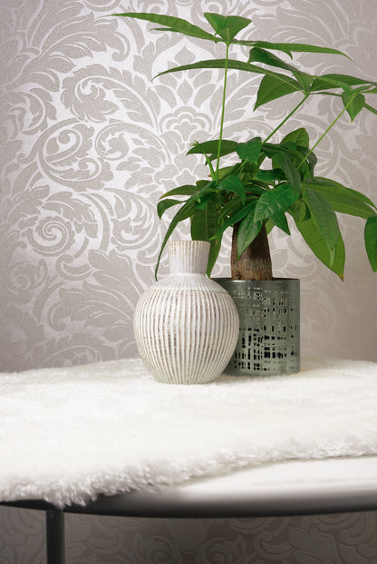 Architects Paper Luxury wallpaper Luxus Glasperlentapete Silber Creme 10,05 m x 0,52 m
