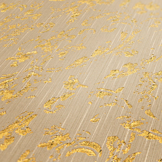 Architects Paper Metallic Silk Vlies-Textiltapete Beige Gold 10,05 m x 0,53 m