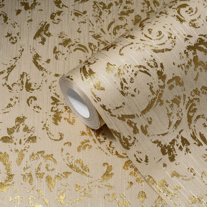 Architects Paper Metallic Silk Vlies-Textiltapete Beige Gold 10,05 m x 0,53 m