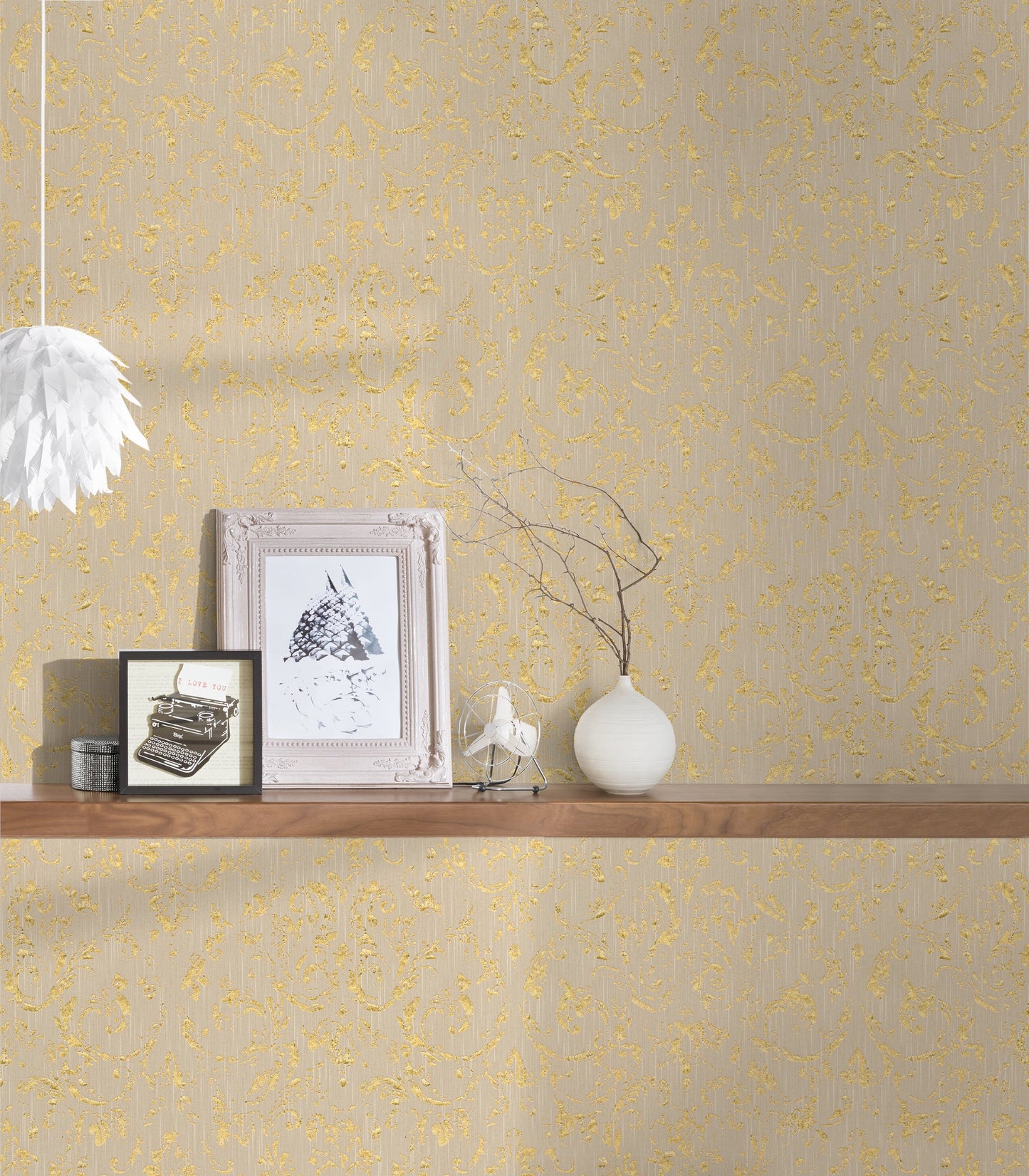 Architects Paper Metallic Silk Vlies-Textiltapete Beige Gold 10,05 m x 0,53 m