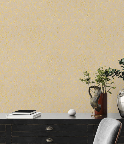 Architects Paper Metallic Silk Vlies-Textiltapete Beige Gold 10,05 m x 0,53 m