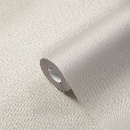Mustertapete Leinen Elfenbein Hell - 10,05 m x 0,53 m