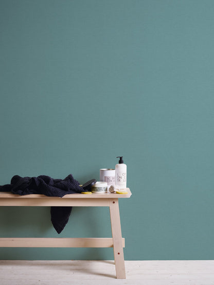 Mustertapete Leinen Teal Sanft - 10,05 m x 0,53 m