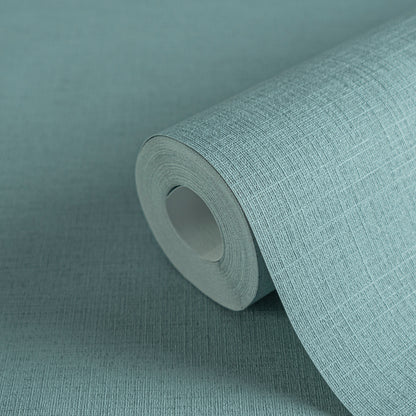 Mustertapete Leinen Teal Sanft - 10,05 m x 0,53 m