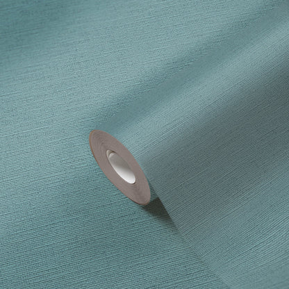 Mustertapete Leinen Teal Sanft - 10,05 m x 0,53 m