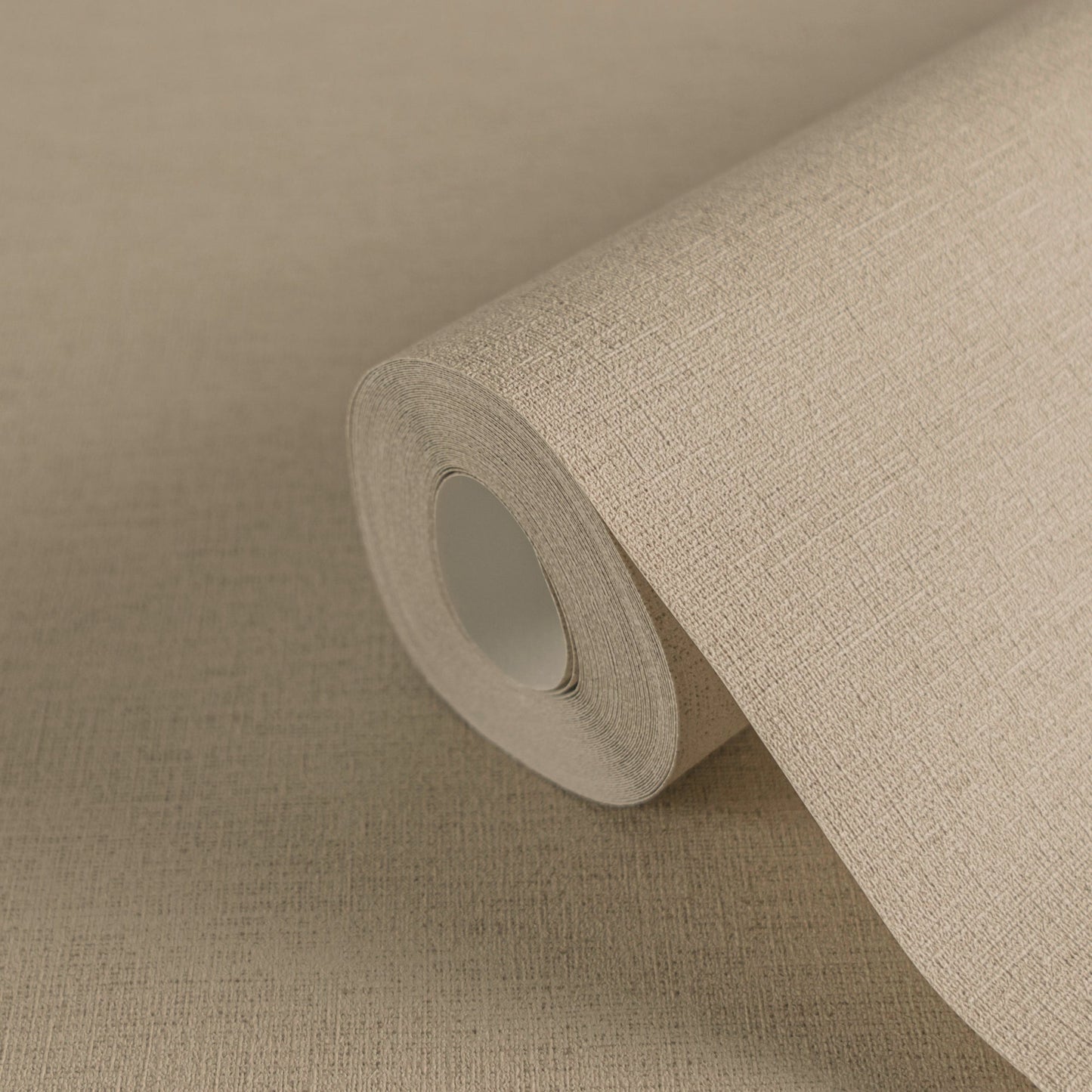 Mustertapete Leinen Taupe Klassisch - 10,05 m x 0,53 m