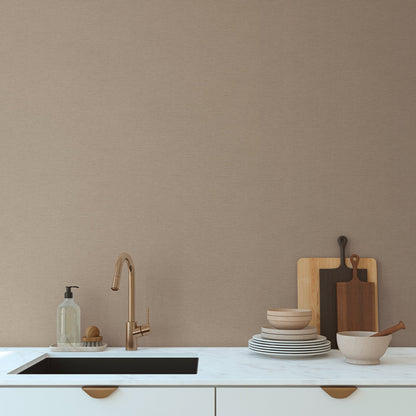 Mustertapete Leinen Taupe Klassisch - 10,05 m x 0,53 m