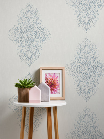 Architects Paper Luxury wallpaper Vlies-Textiltapete Weiß Silber Blau 10,05 m x 0,53 m