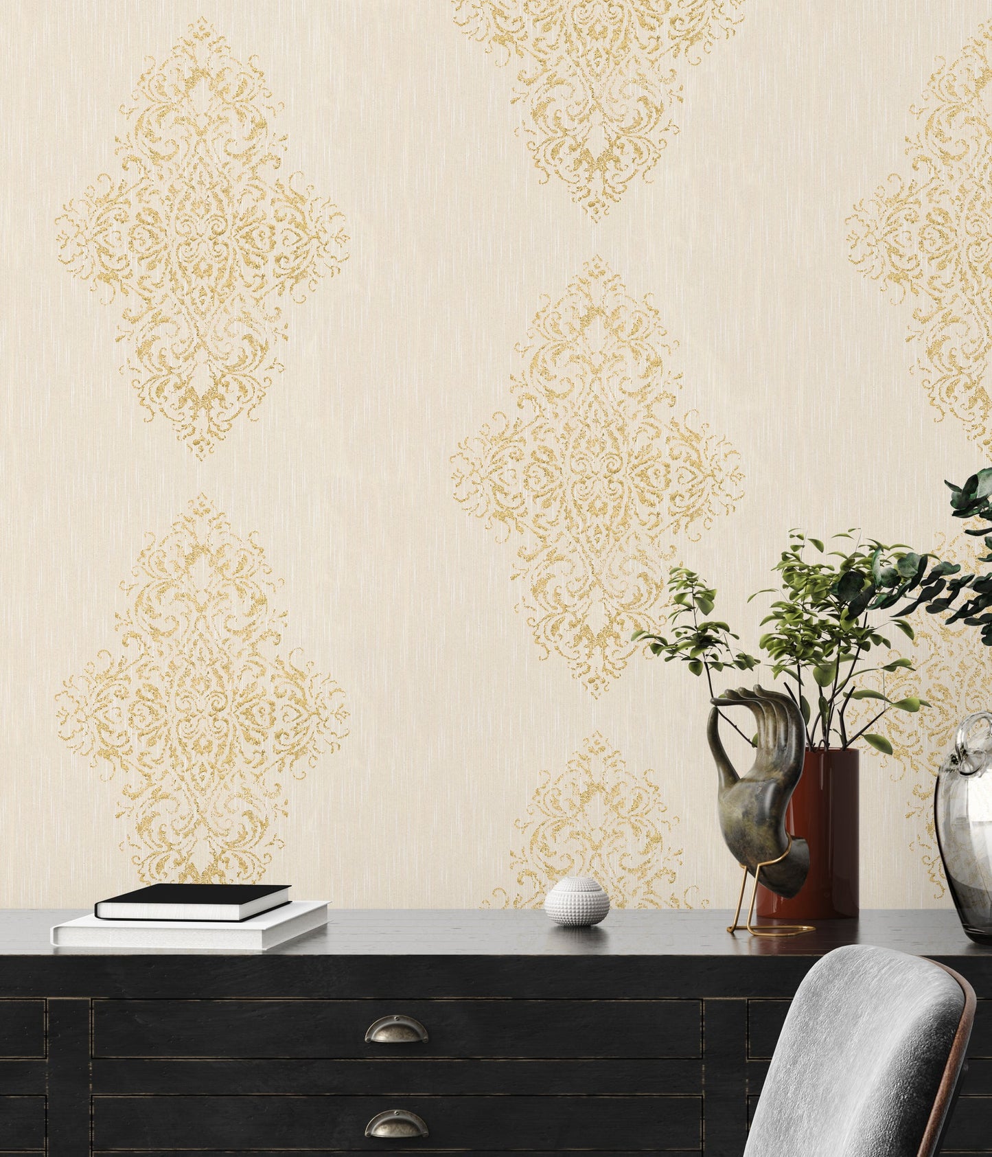 Architects Paper Luxury wallpaper Vlies-Textiltapete Creme Gold 10,05 m x 0,53 m