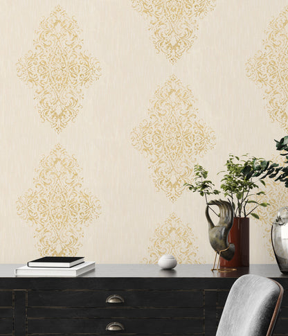 Architects Paper Luxury wallpaper Vlies-Textiltapete Creme Gold 10,05 m x 0,53 m