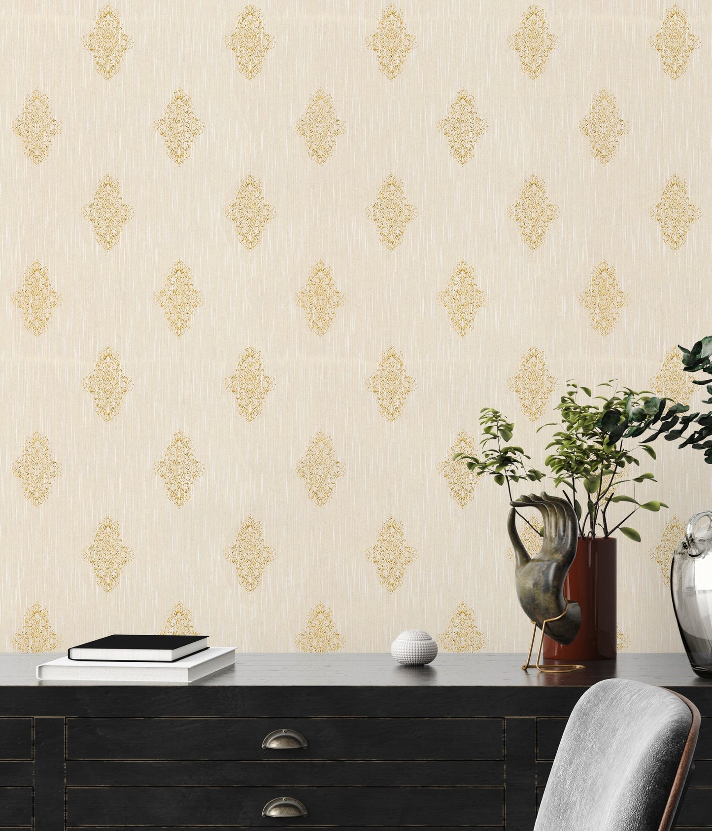 Architects Paper Luxury wallpaper Vlies-Textiltapete Creme Gold 10,05 m x 0,53 m