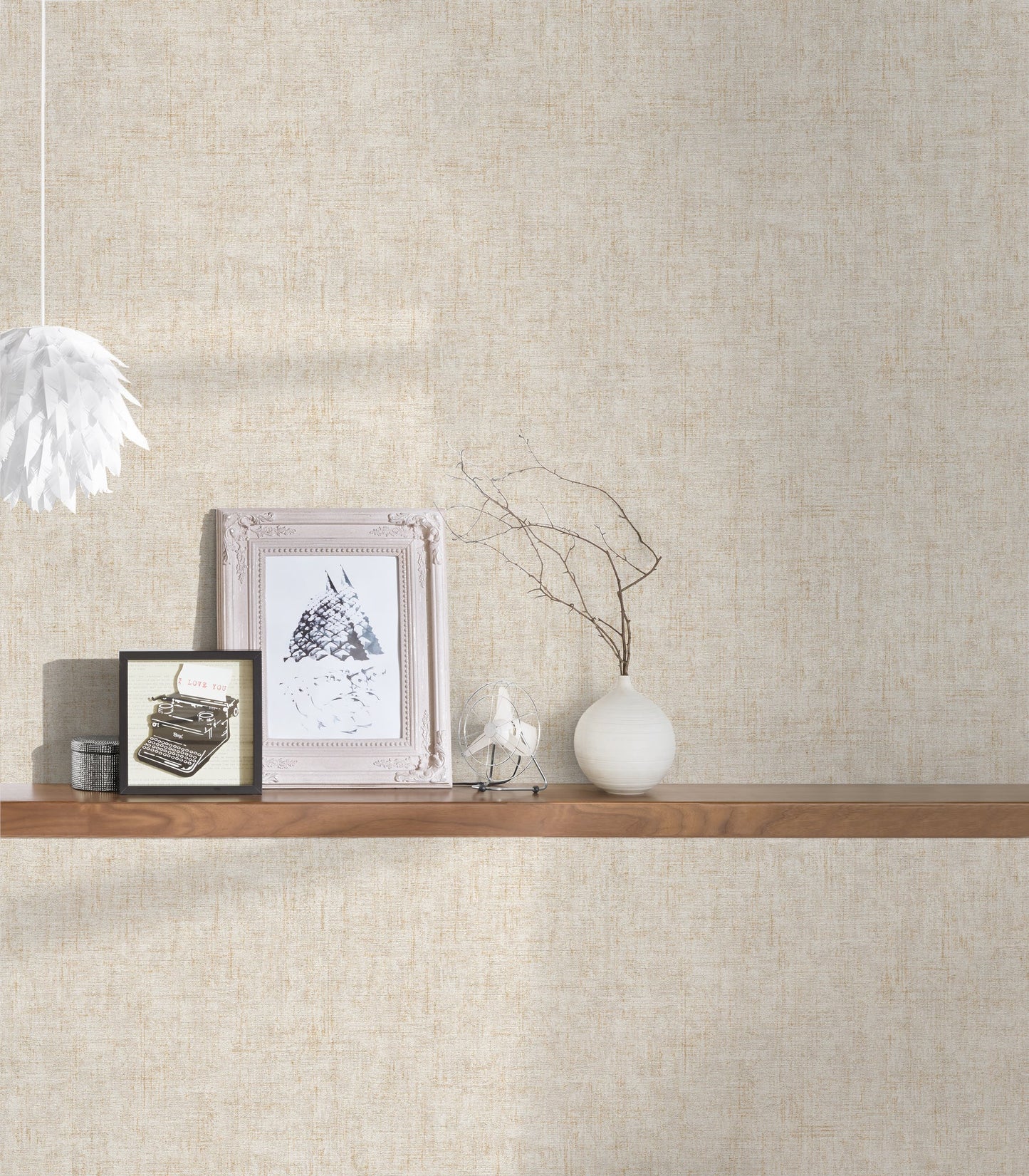 Mustertapete Vintage-Gewebe Beige - 10,05 m x 0,53 m