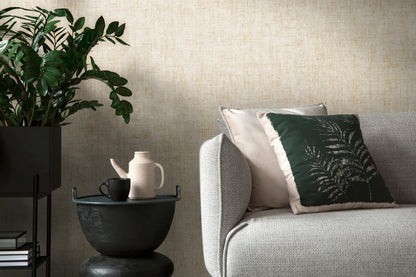 Mustertapete Vintage-Gewebe Beige - 10,05 m x 0,53 m