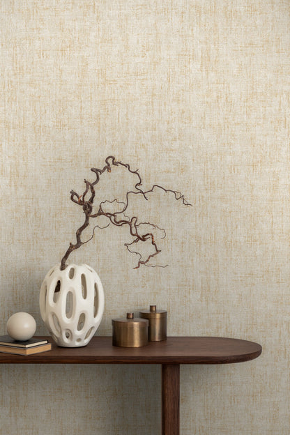 Mustertapete Vintage-Gewebe Beige - 10,05 m x 0,53 m