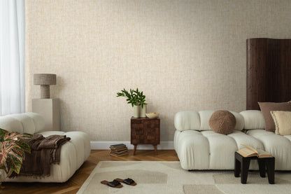 Mustertapete Vintage-Gewebe Beige - 10,05 m x 0,53 m