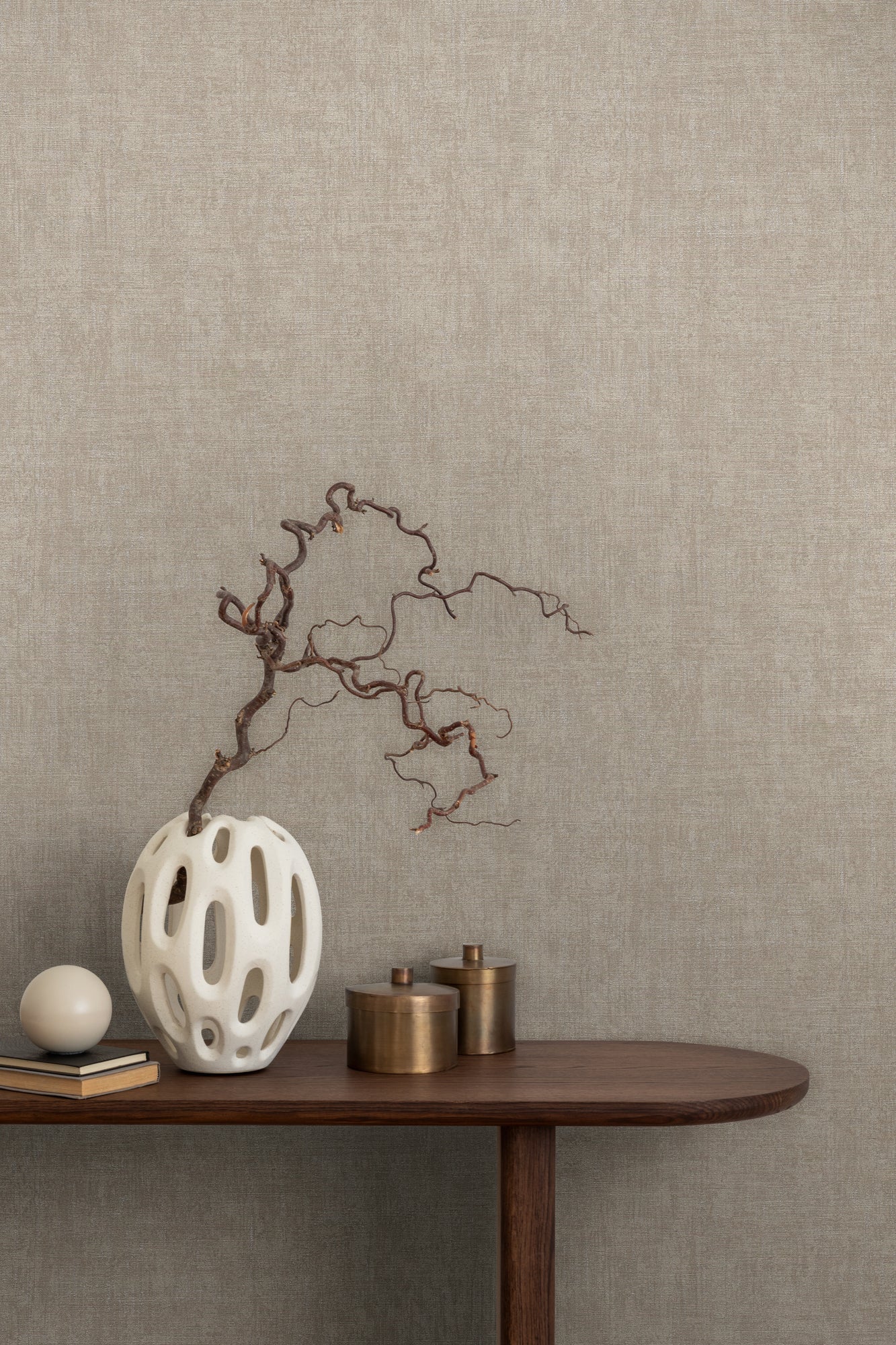 Mustertapete Vintage-Gewebe Taupe - 10,05 m x 0,53 m