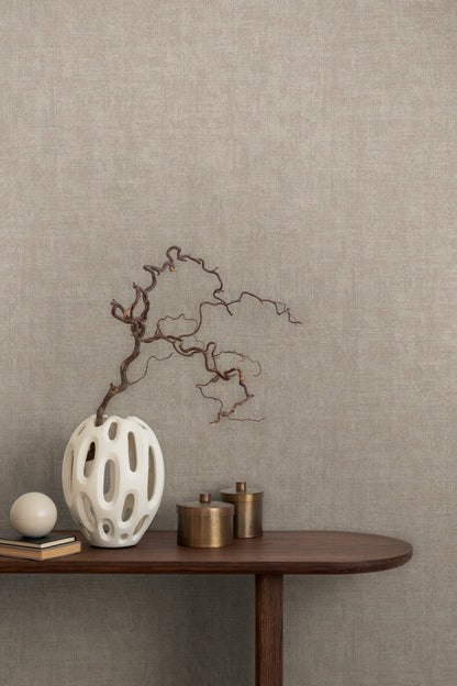 Mustertapete Vintage-Gewebe Taupe - 10,05 m x 0,53 m