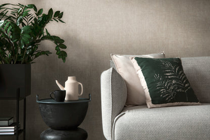 Mustertapete Vintage-Gewebe Taupe - 10,05 m x 0,53 m
