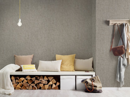 Mustertapete Vintage-Gewebe Taupe - 10,05 m x 0,53 m
