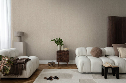 Mustertapete Vintage-Gewebe Taupe - 10,05 m x 0,53 m