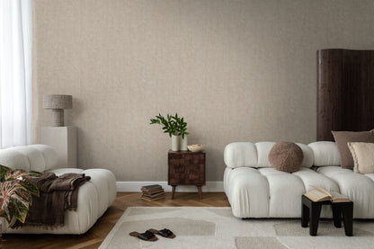Mustertapete Vintage-Gewebe Taupe - 10,05 m x 0,53 m