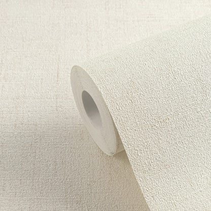 Mustertapete Vintage-Gewebe Cremeweiß - 10,05 m x 0,53 m