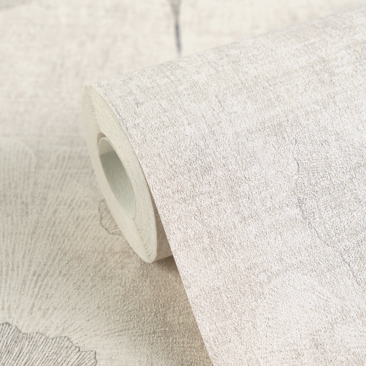 Mustertapete Ginkgo Beige-Grau - 10,05 m x 0,53 m