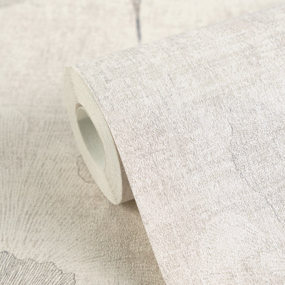 Mustertapete Ginkgo Beige-Grau - 10,05 m x 0,53 m