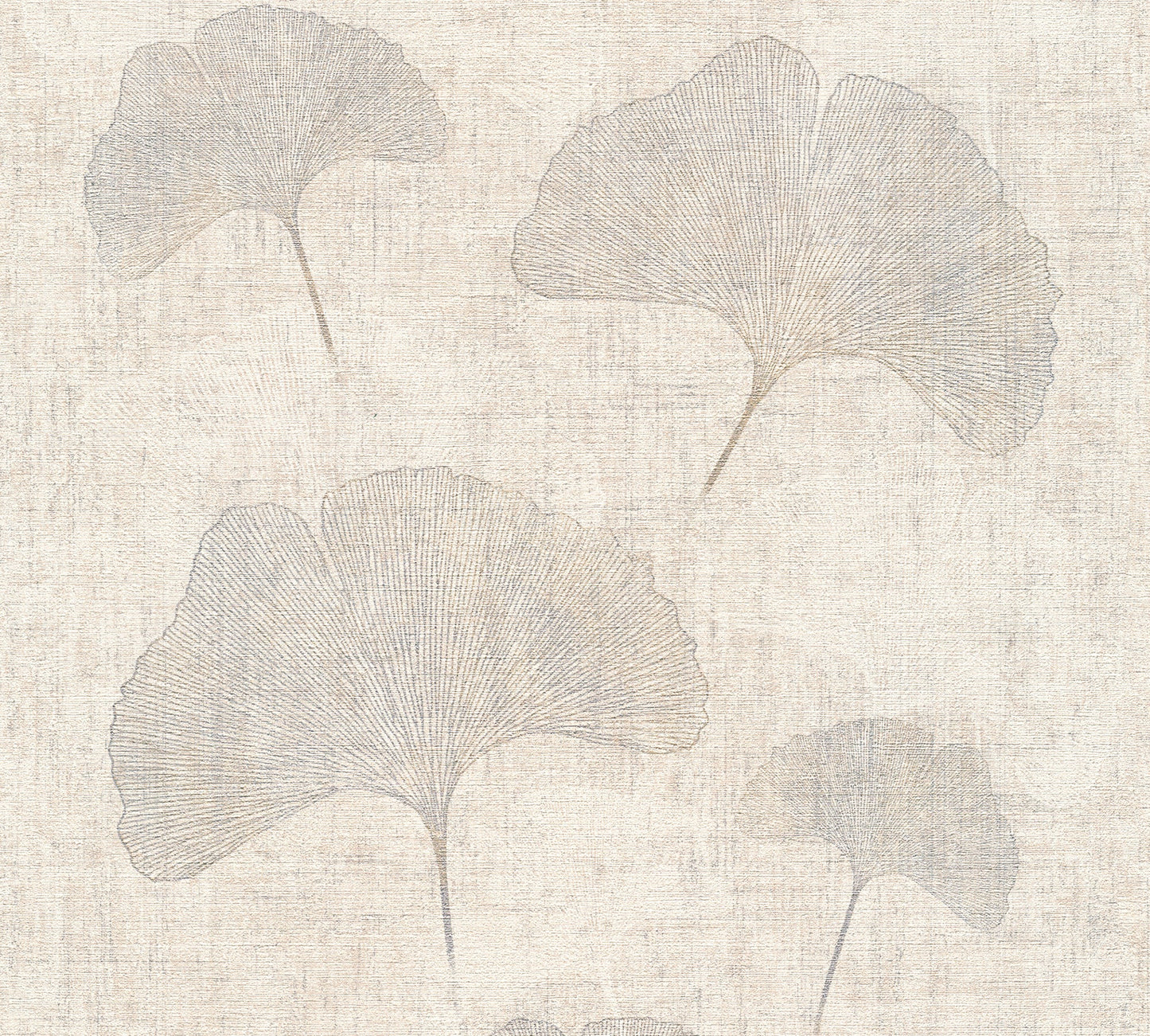 Mustertapete Ginkgo Beige-Grau - 10,05 m x 0,53 m
